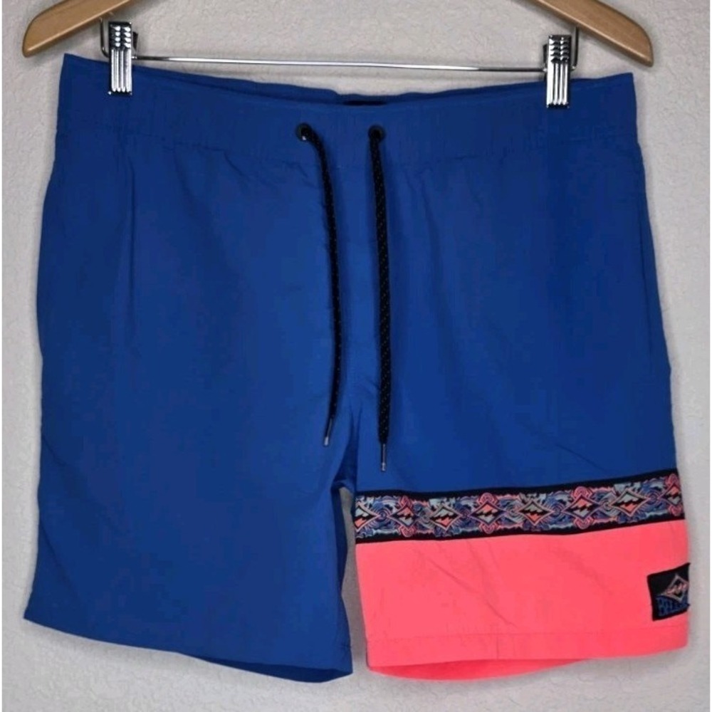 New Billabong Sons Of Fun Blue Neon Boardshorts Layback Men Swim Aztec Retro S
